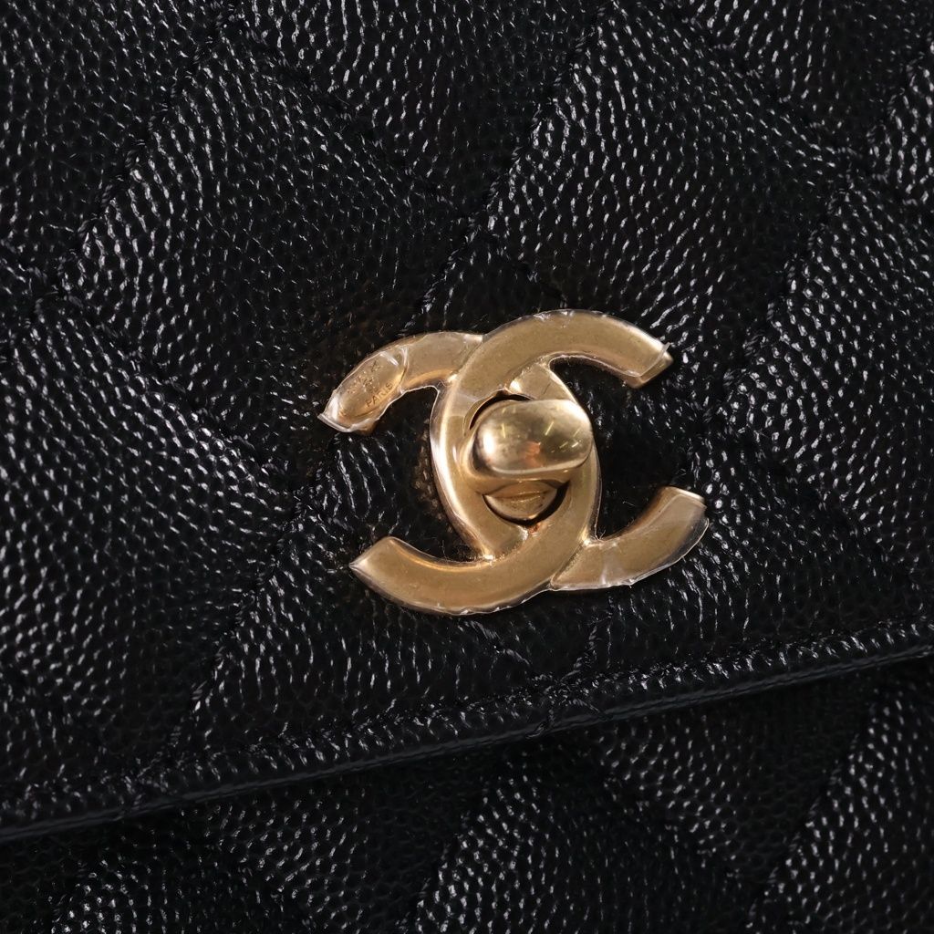 Chanel Coco Handle XS 2-Way Shoulder Bag Top Gold Caviar Leather Black — view 7
