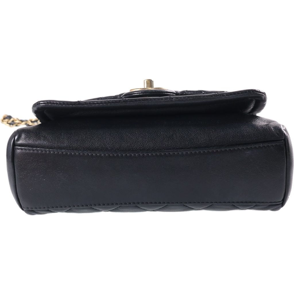 Chanel Quilted Chain Shoulder Bag Black Gold Lambskin — view 4