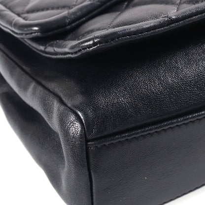 Chanel Quilted Chain Shoulder Bag Black Gold Lambskin — view 5