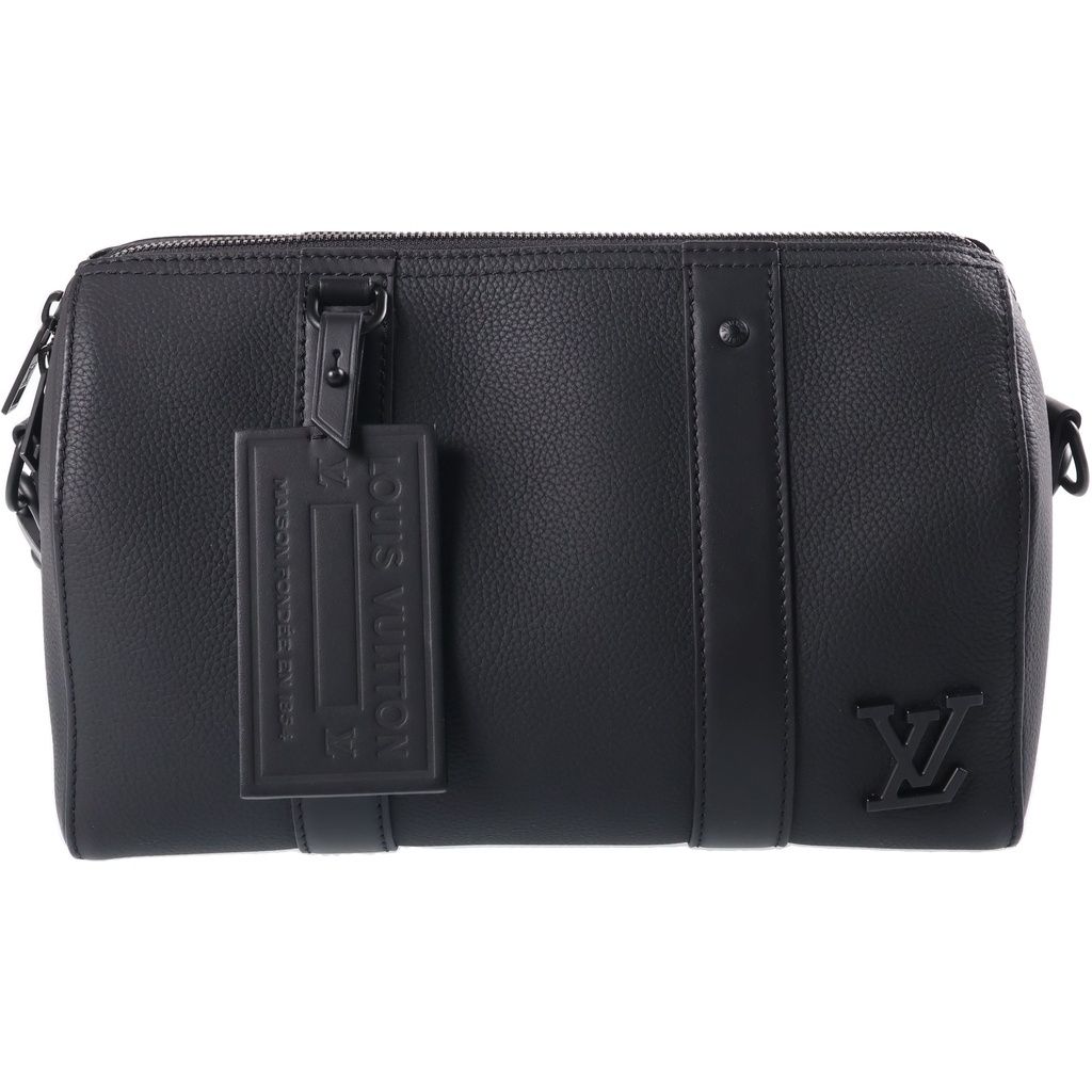 Louis Vuitton Aerogram City Keepall Shoulder Bag Black Calfskin
