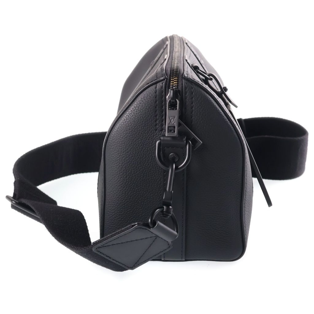 Louis Vuitton Aerogram City Keepall Shoulder Bag Black Calfskin — view 3