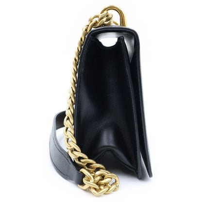 Prada Saffiano Shoulder Bag Chain Black Leather Gold — view 3