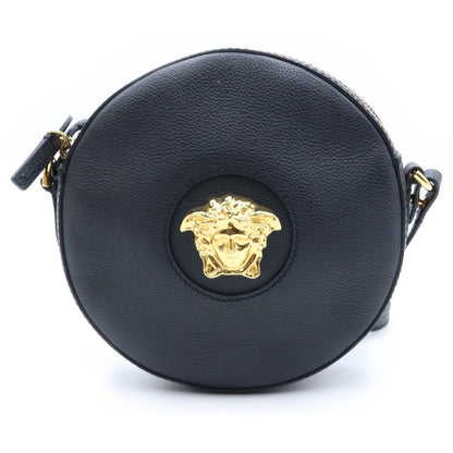 Versace la Medusa Round Cross Leather Black Shoulder Bag