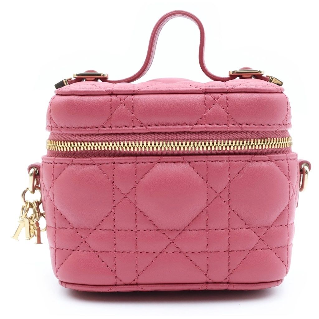 Dior Micro Vanity 2-Way Mini Shoulder Bag Pink Leather Gold