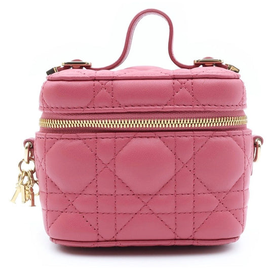 Dior Micro Vanity 2-Way Mini Shoulder Bag Pink Leather Gold