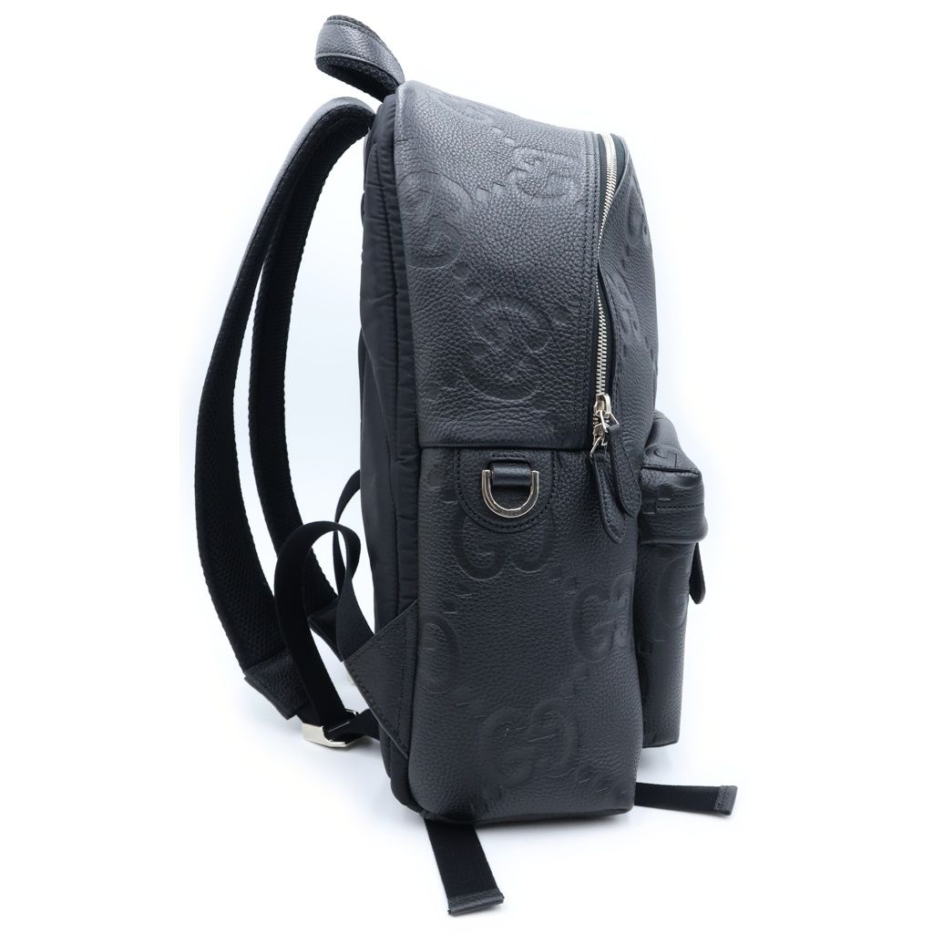 Gucci Jumbo GG Backpack Black Leather Silver — view 3