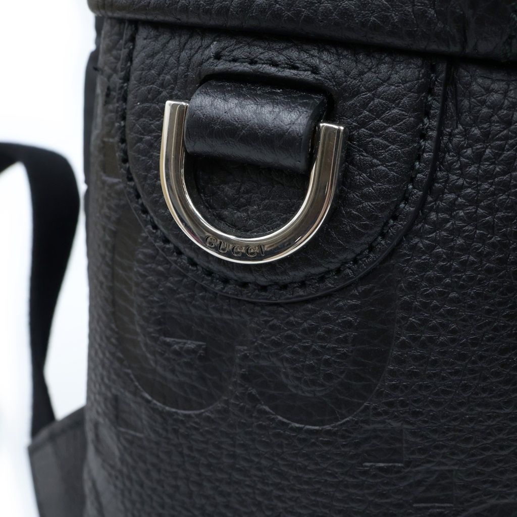 Gucci Jumbo GG Backpack Black Leather Silver — view 6