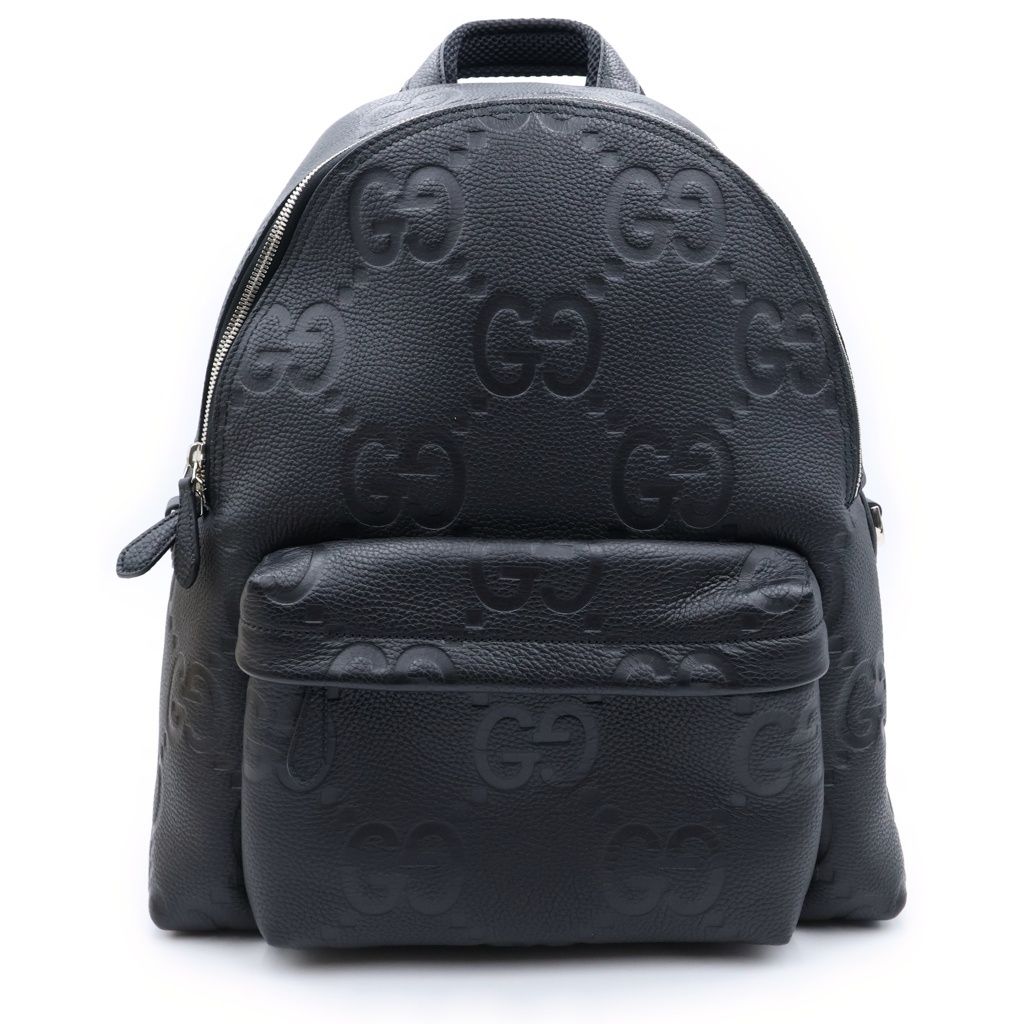 Gucci Jumbo GG Backpack Black Leather Silver