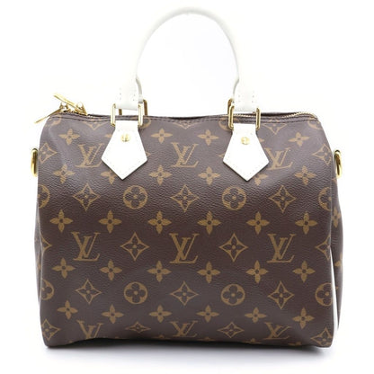 Louis Vuitton Monogram Speedy Bandouliere 25 Shoulder Bag Leather Brown White