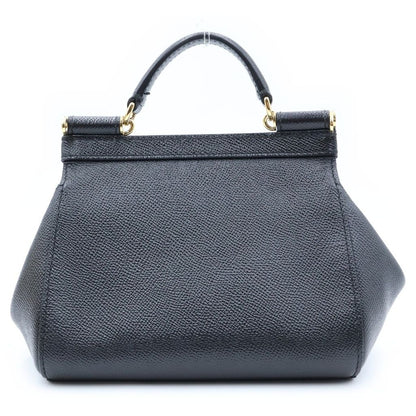 Dolce & Gabbana Sicily Handbag Mini Logo Plate Calfskin Black — view 2