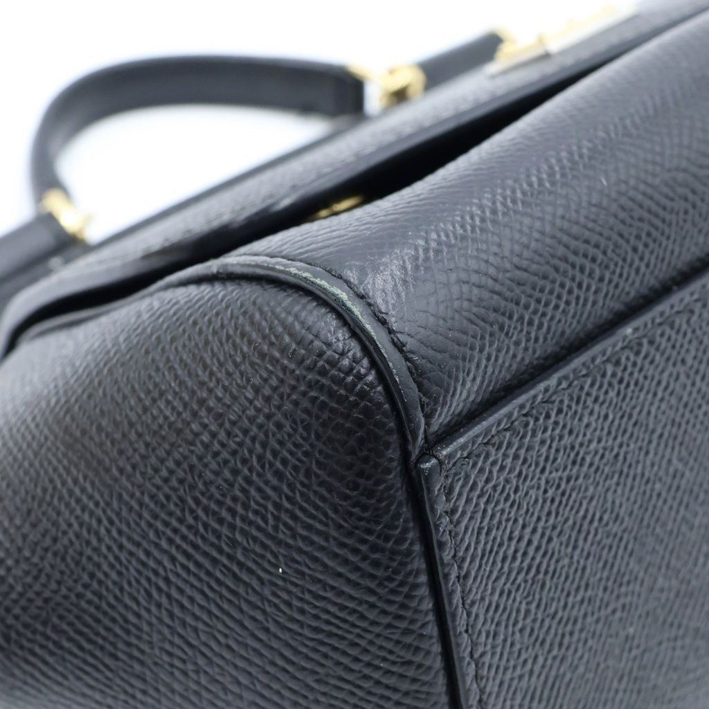 Dolce & Gabbana Sicily Handbag Mini Logo Plate Calfskin Black — view 6