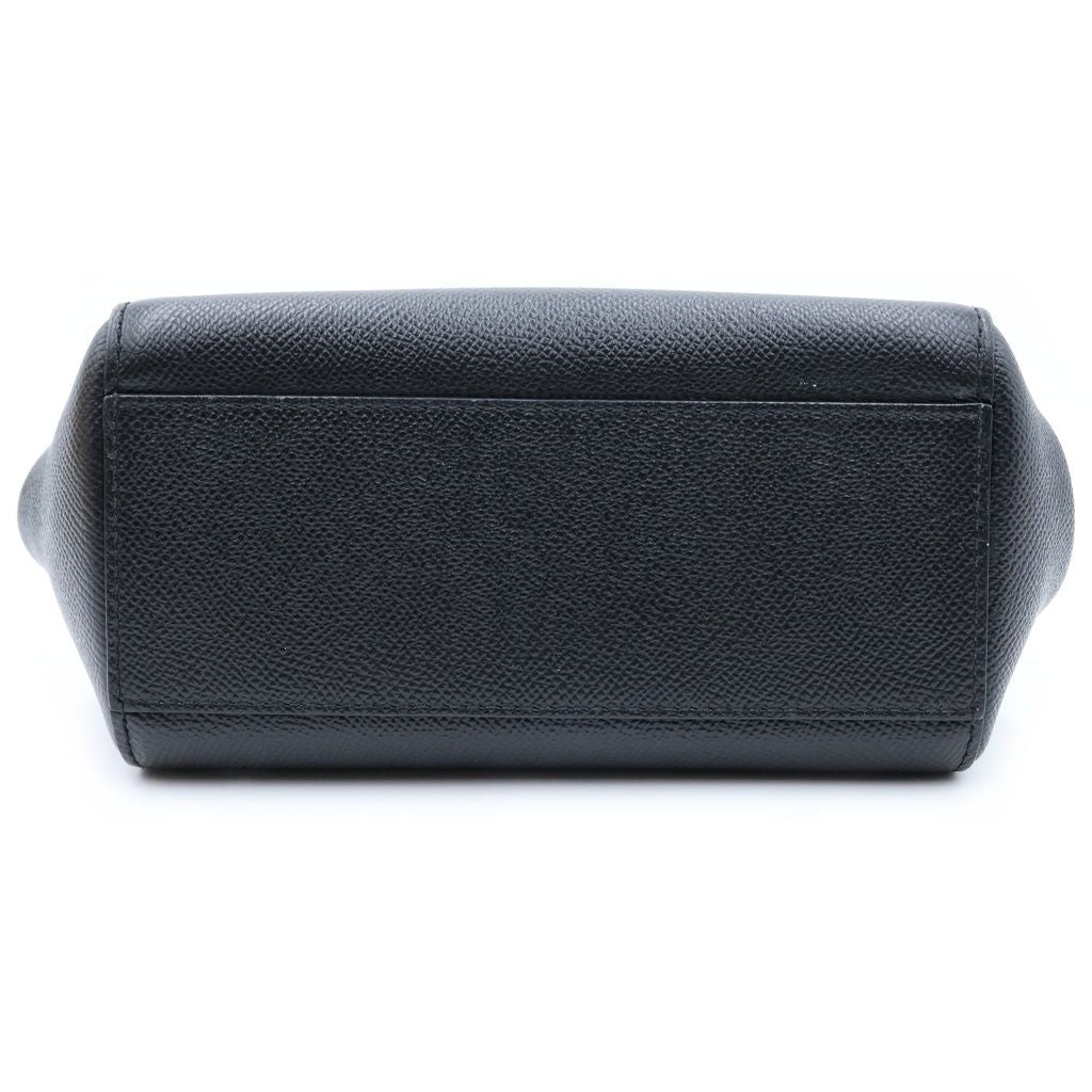 Dolce & Gabbana Sicily Handbag Mini Logo Plate Calfskin Black — view 4