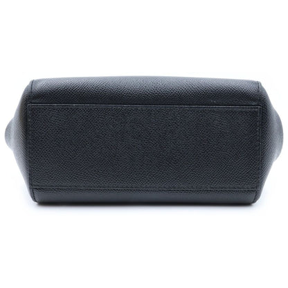 Dolce & Gabbana Sicily Handbag Mini Logo Plate Calfskin Black — view 4