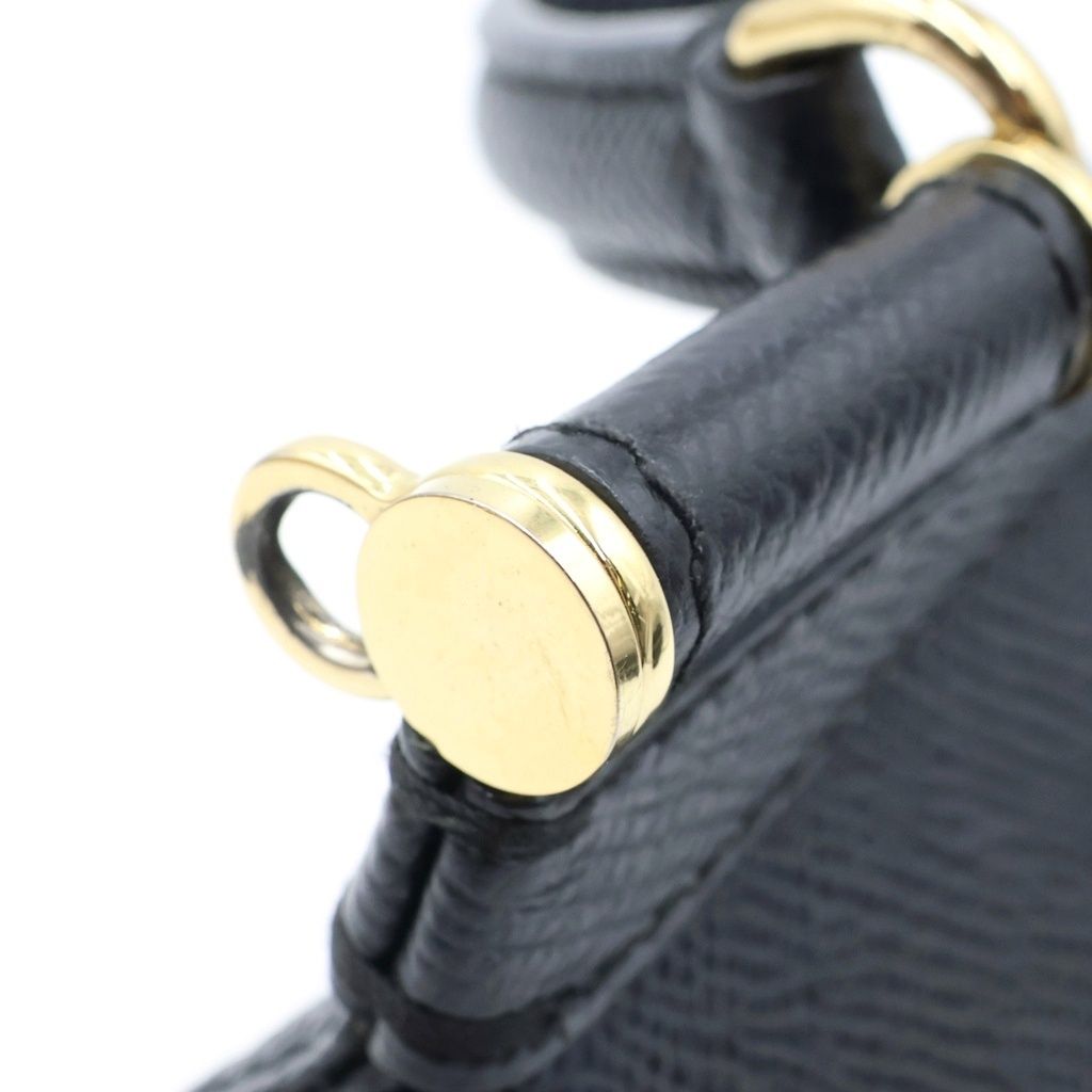 Dolce & Gabbana Sicily Handbag Mini Logo Plate Calfskin Black — view 7