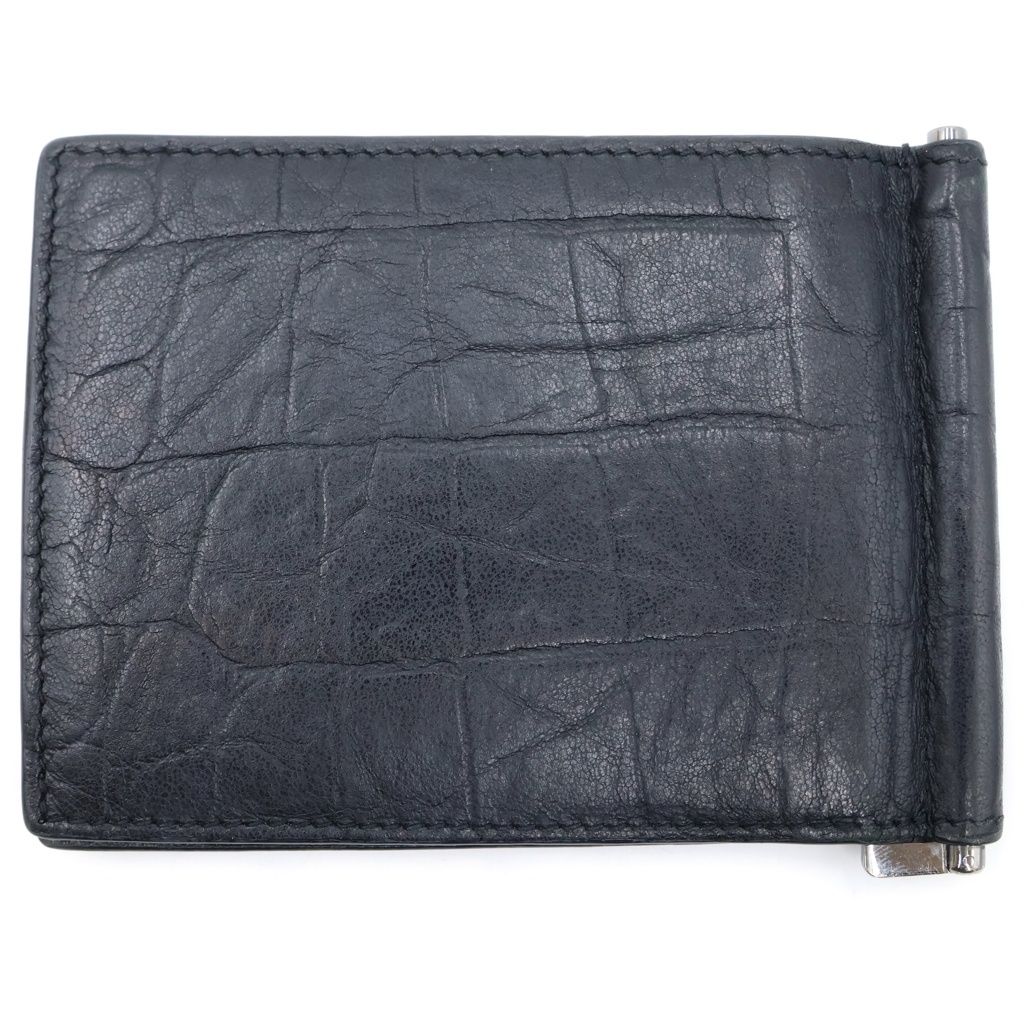 Saint Laurent Paris Front Logo Croco Card Case Black — view 2