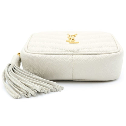 Saint Laurent Baby Lou Plate Logo Chain Shoulder Bag White — view 4