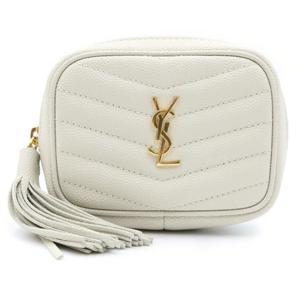 Saint Laurent Baby Lou Plate Logo Chain Shoulder Bag White
