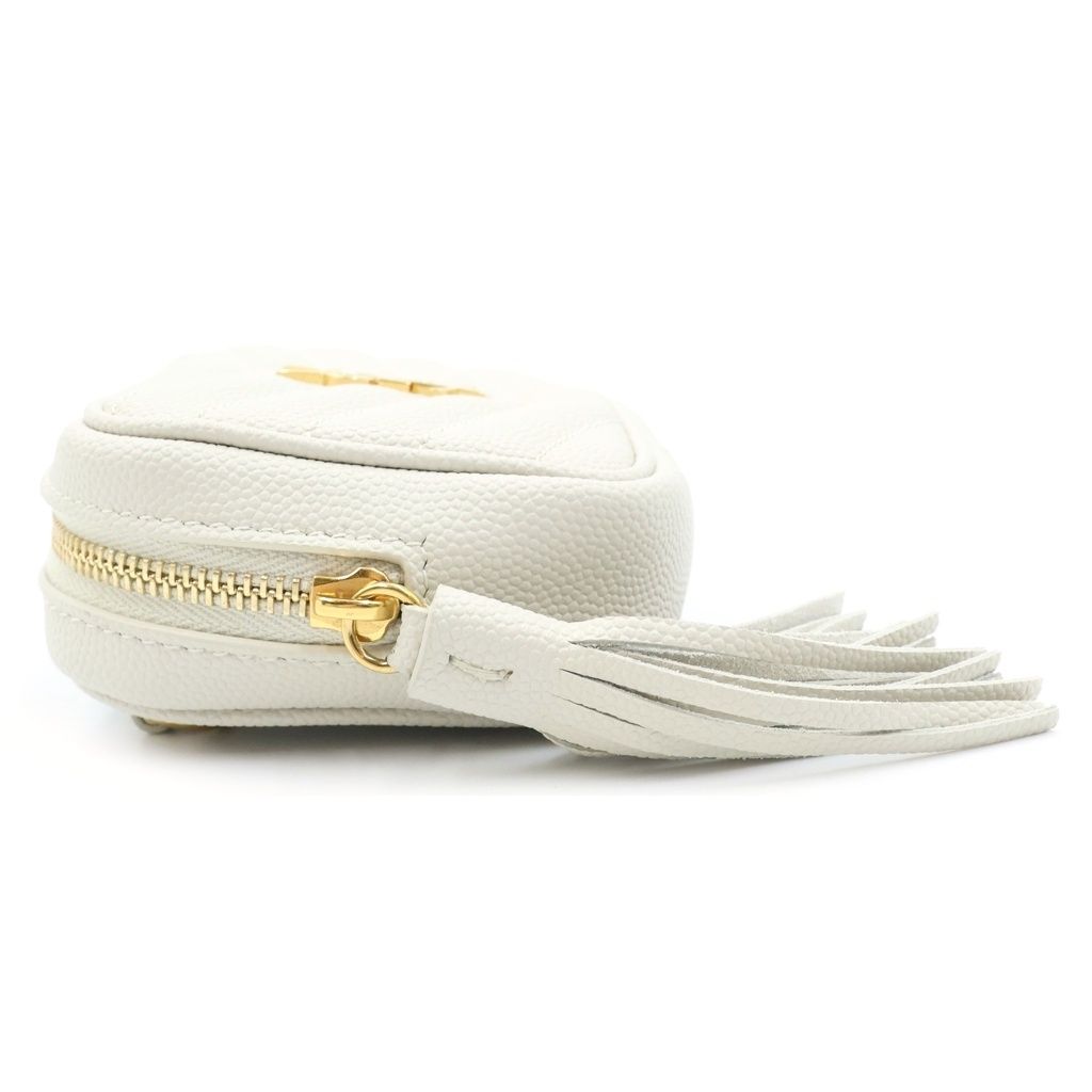Saint Laurent Baby Lou Plate Logo Chain Shoulder Bag White — view 3