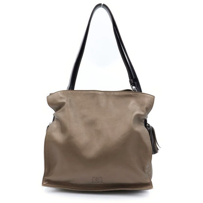 Loewe Flamenco Nappa Leather Silver Fringe Tassel 2-Way Shoulder Bag Khaki