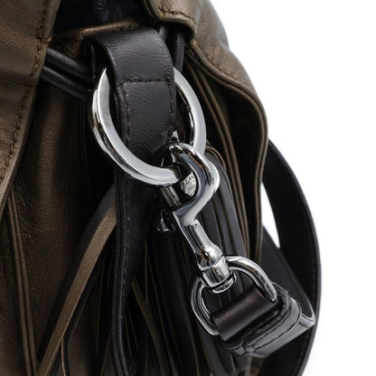 Loewe Flamenco Nappa Leather Silver Fringe Tassel 2-Way Shoulder Bag Khaki — view 7