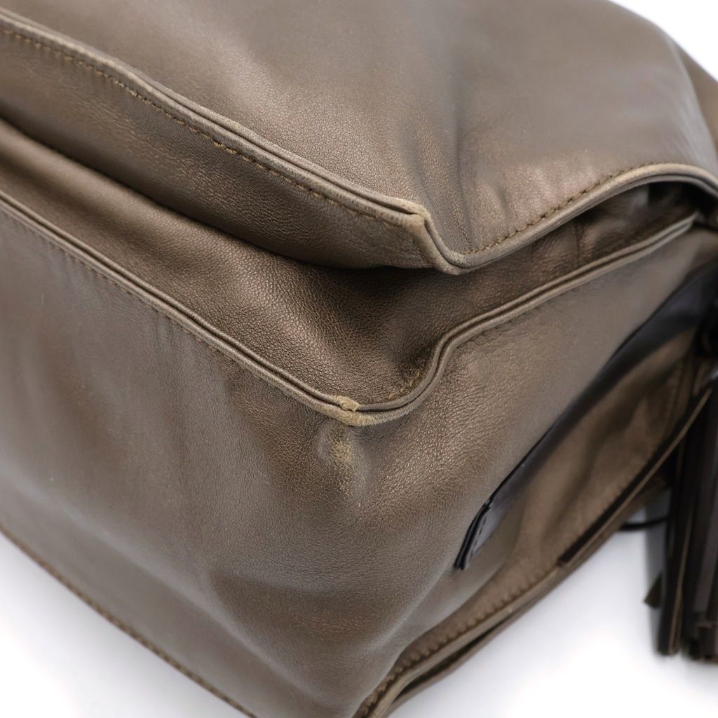 Loewe Flamenco Nappa Leather Silver Fringe Tassel 2-Way Shoulder Bag Khaki — view 5