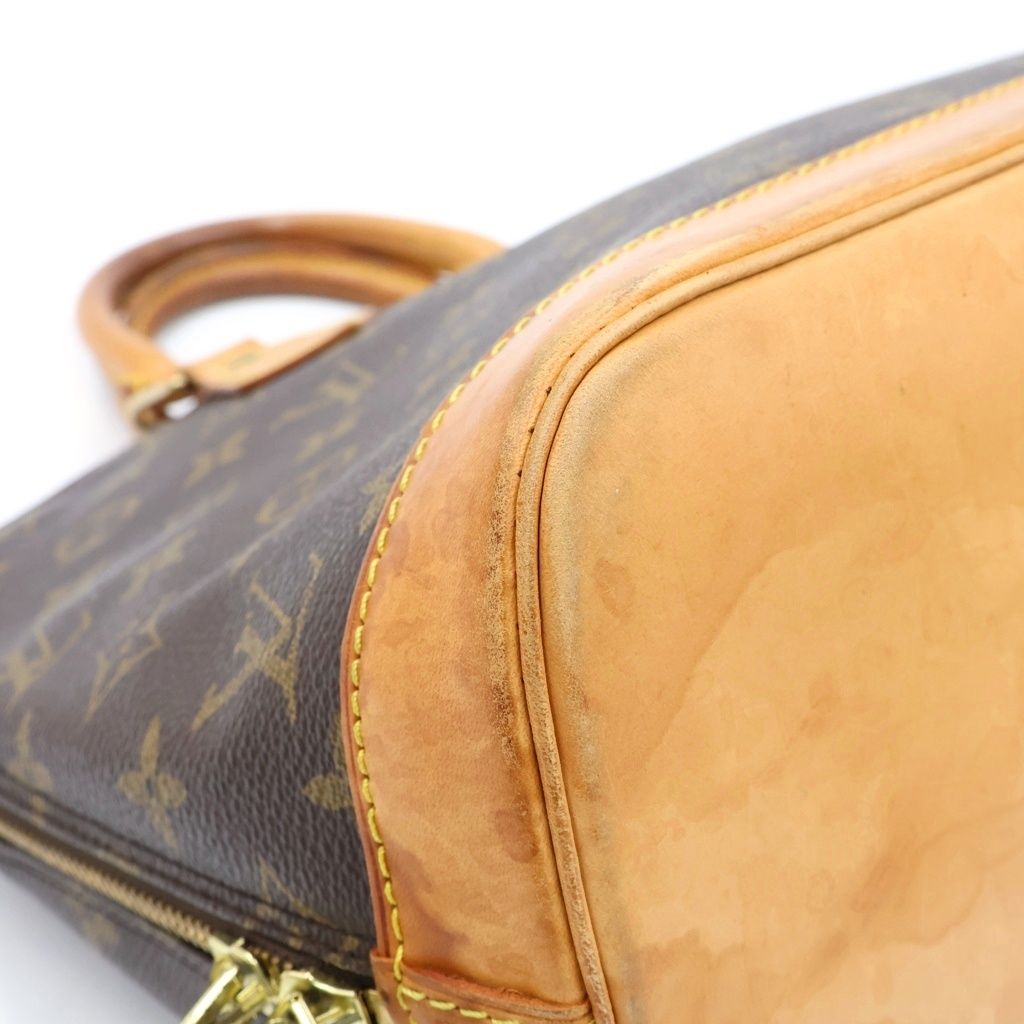 Louis Vuitton Monogram Alma PM Handbag Brown Leather Gold — view 6