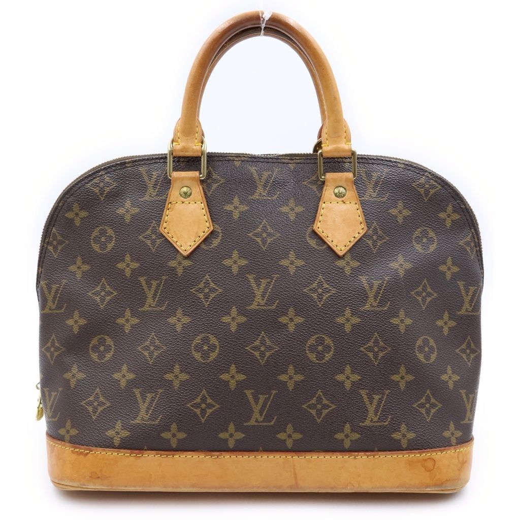 Louis Vuitton Monogram Alma PM Handbag Brown Leather Gold