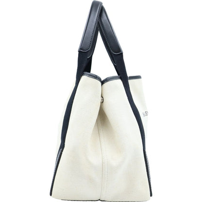 Balenciaga Navy Cabas S Canvas Leather Tote Black Ivory — view 3