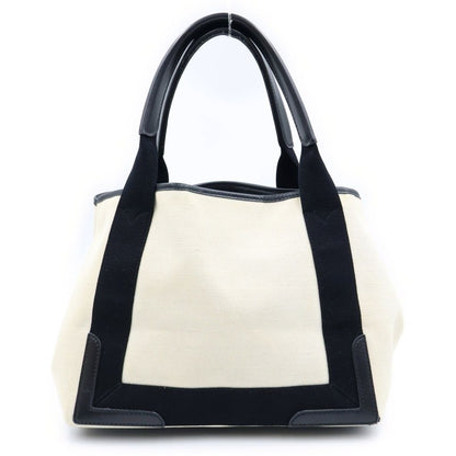 Balenciaga Navy Cabas S Canvas Leather Tote Black Ivory — view 2