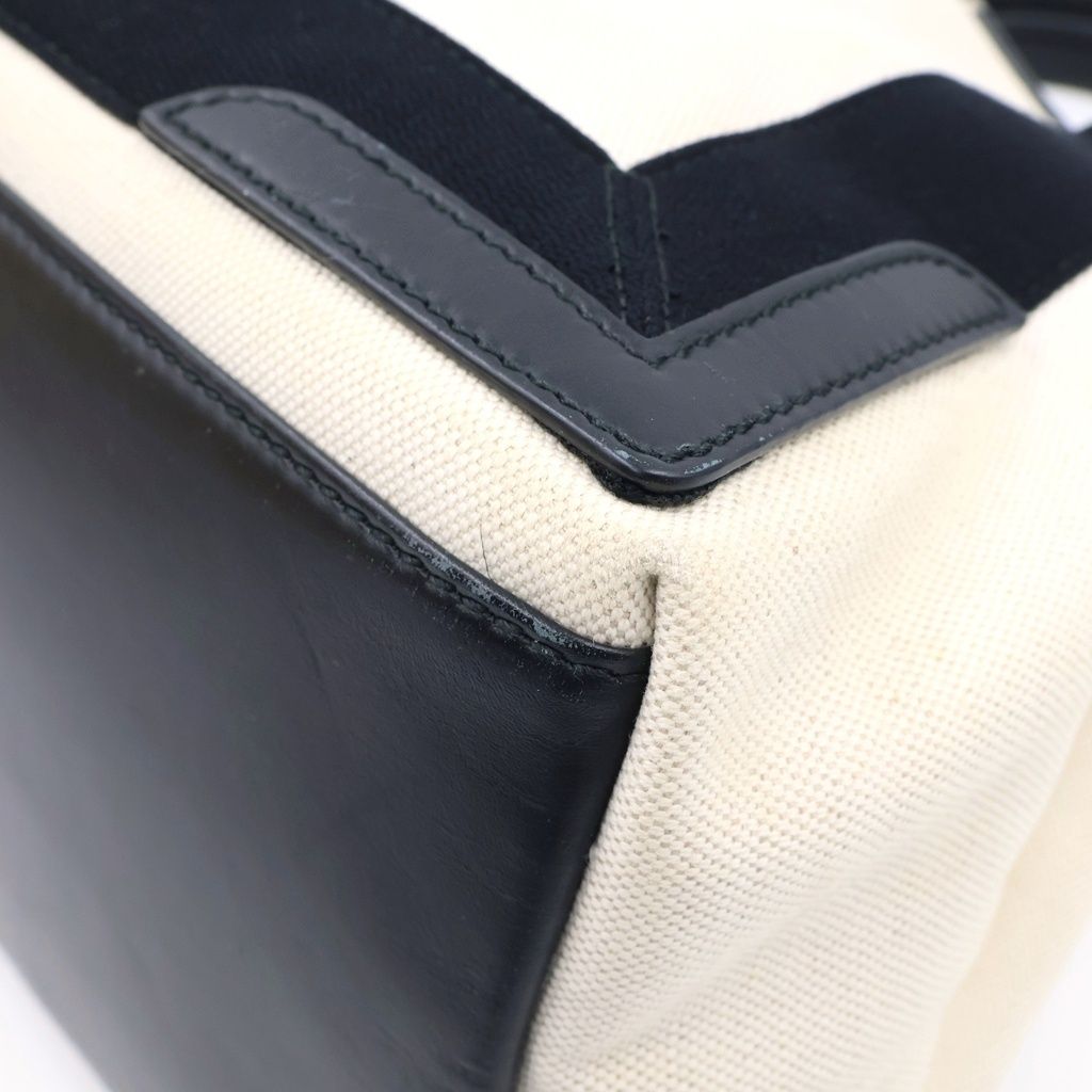 Balenciaga Navy Cabas S Canvas Leather Tote Black Ivory — view 5