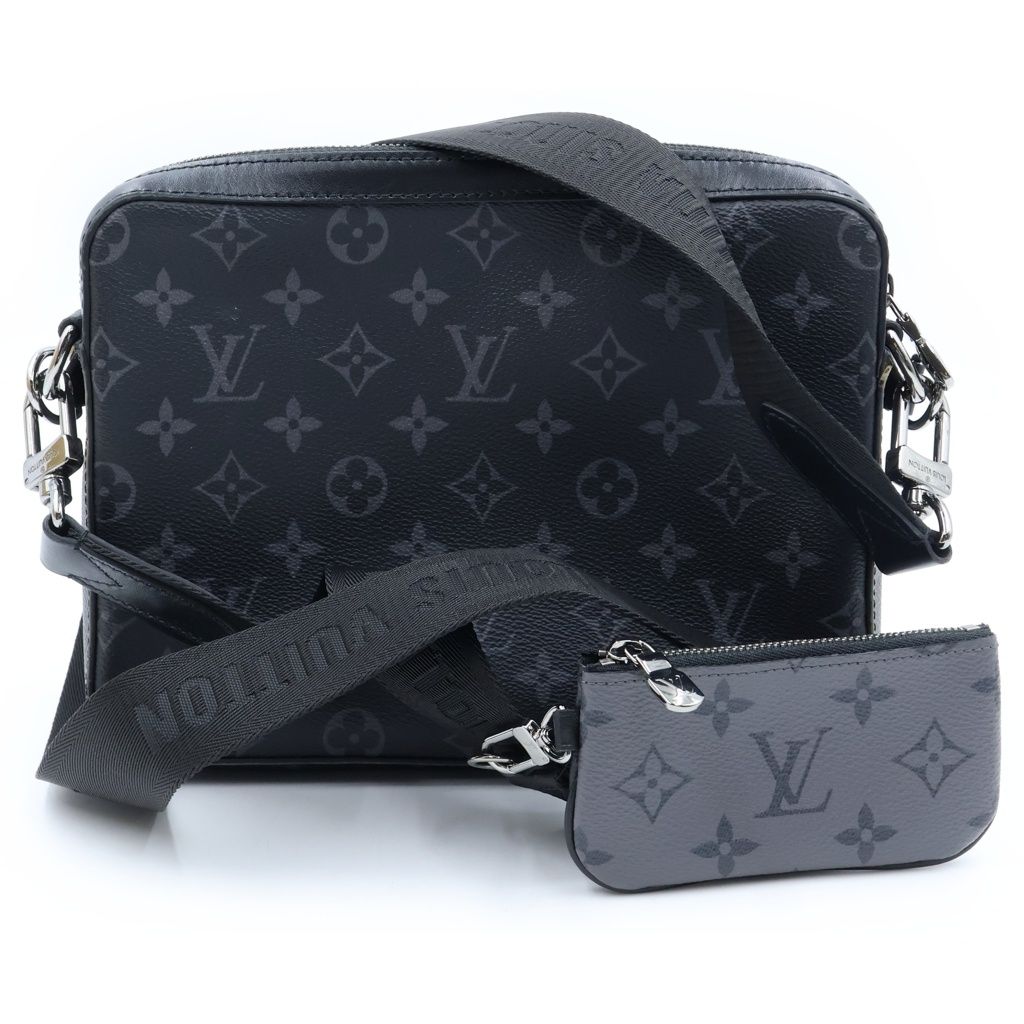 Louis Vuitton Monogram Eclipse Trio Messenger Shoulder Bag Leather Black Gray — view 2