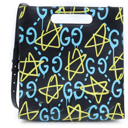 Gucci Ghost Print Star 2-Way Shoulder Handbag Leather Black