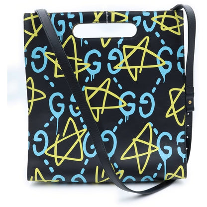 Gucci Ghost Print Star 2-Way Shoulder Handbag Leather Black — view 2