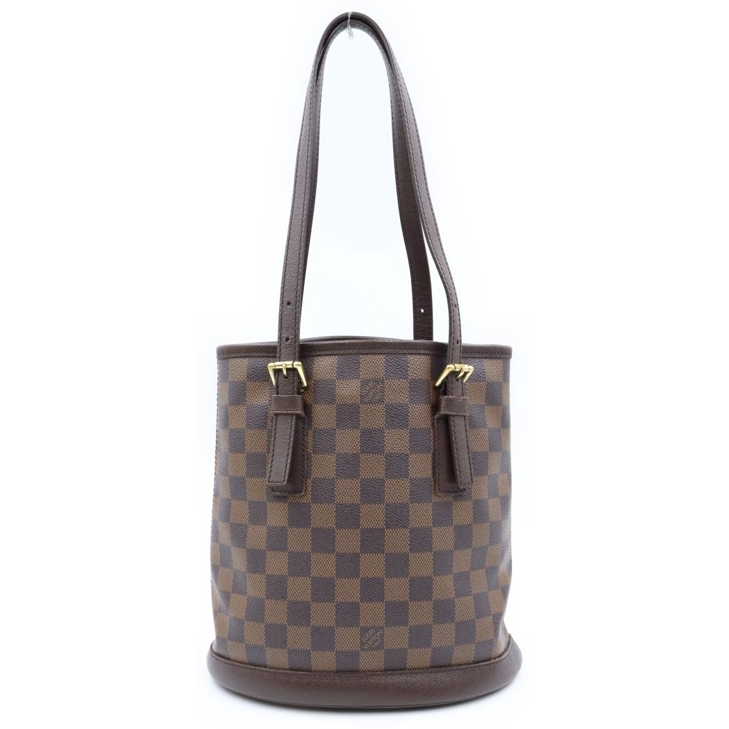 Louis Vuitton Damier Marais Handbag Brown Leather