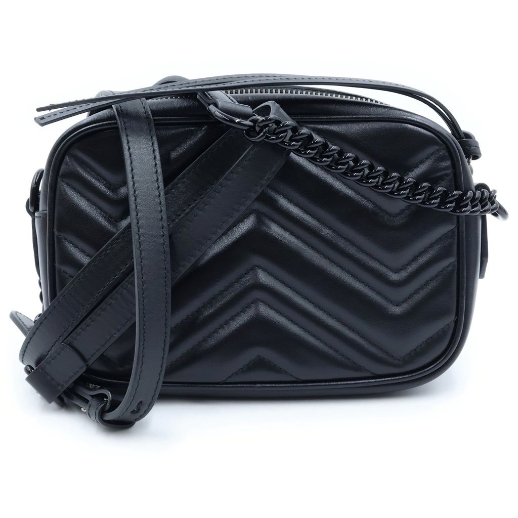 Gucci GG Marmont Mini Shoulder Bag Chain Leather Black — view 2