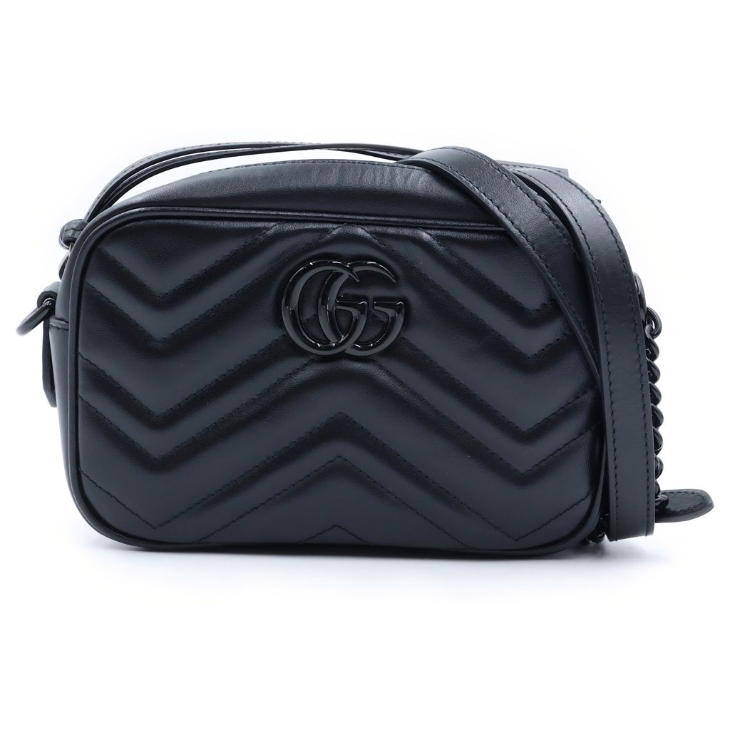 Gucci GG Marmont Mini Shoulder Bag Chain Leather Black