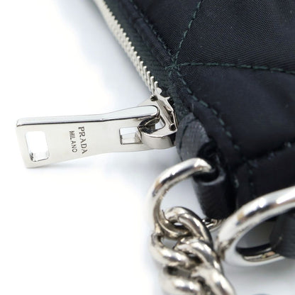 Prada Triangle Logo Tessuto Nylon 2-Way Quilted Chain Shoulder Bag Black — view 6