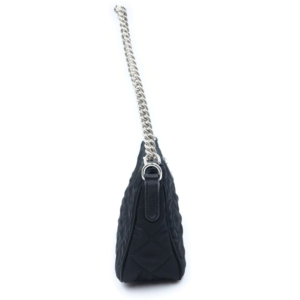 Prada Triangle Logo Tessuto Nylon 2-Way Quilted Chain Shoulder Bag Black — view 3