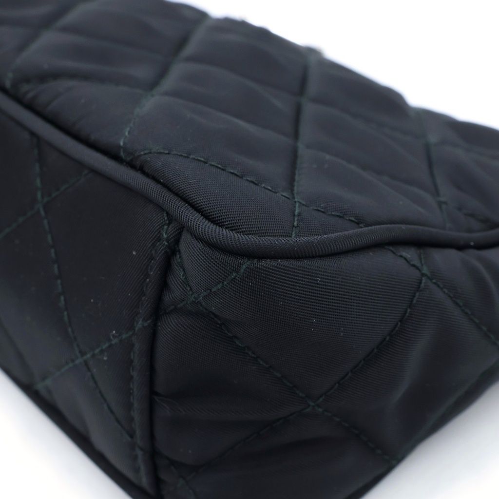 Prada Triangle Logo Tessuto Nylon 2-Way Quilted Chain Shoulder Bag Black — view 5