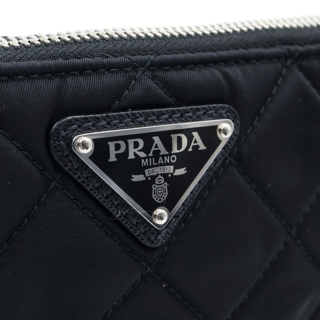 Prada Triangle Logo Tessuto Nylon 2-Way Quilted Chain Shoulder Bag Black — view 7