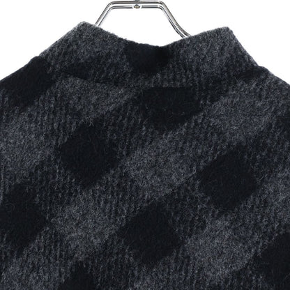 Chrome Hearts BS Flare Button Check Wool Poncho Cloak Gray Black — view 4