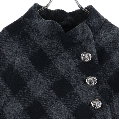 Chrome Hearts BS Flare Button Check Wool Poncho Cloak Gray Black — view 3
