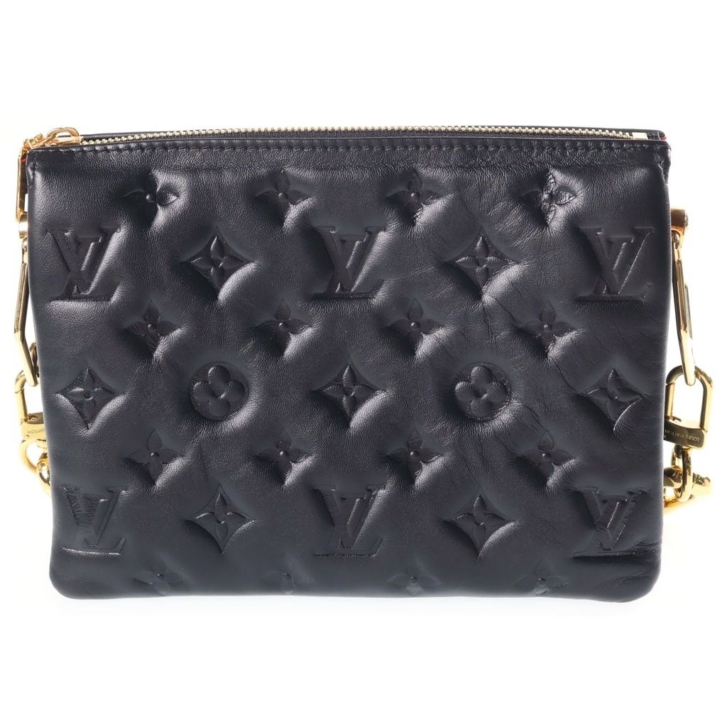 Louis Vuitton Embossed Cousin BB Chain Handbag Black Leather Gold