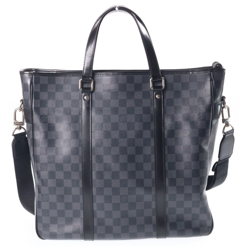 Louis Vuitton Damier Graphite Tadao Tote Shoulder Bag Black Leather
