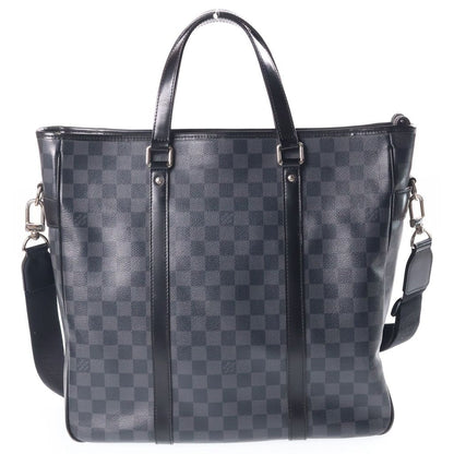 Louis Vuitton Damier Graphite Tadao Tote Shoulder Bag Black Leather