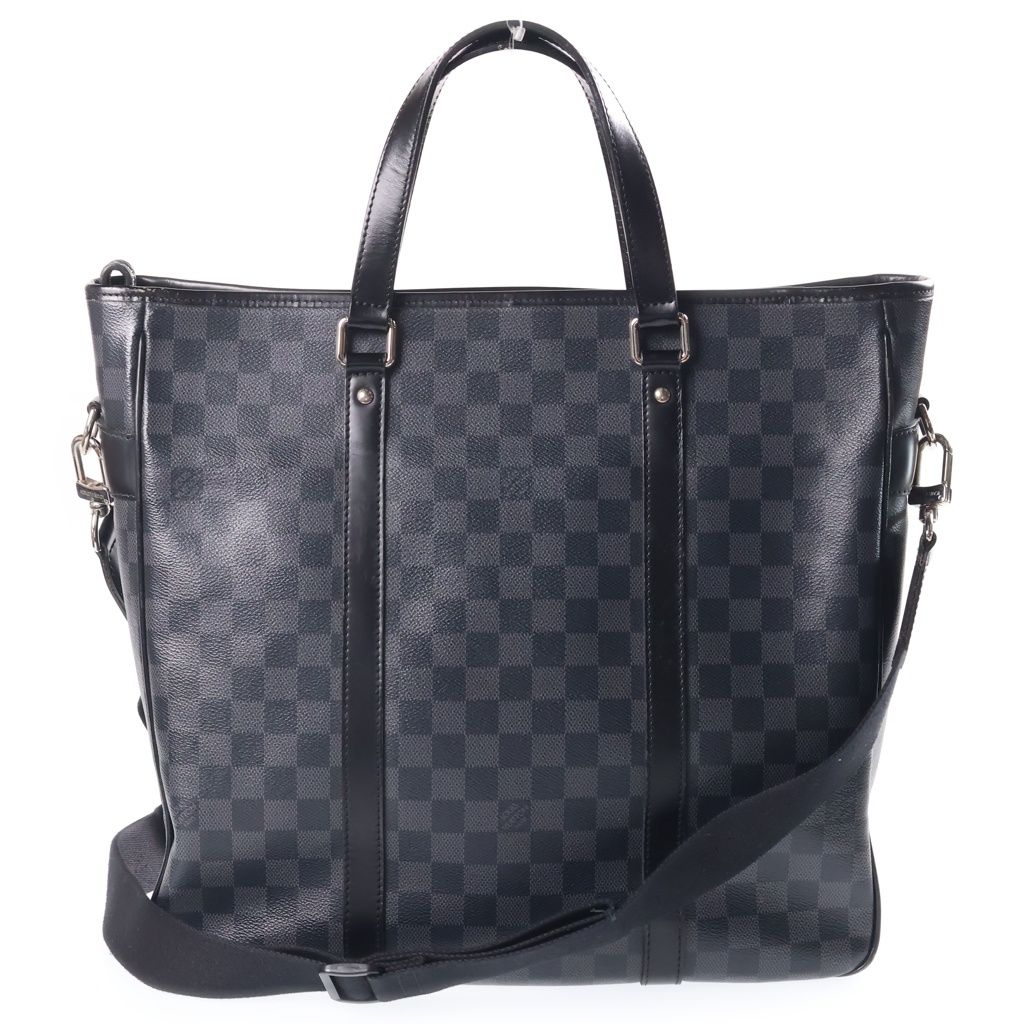 Louis Vuitton Damier Graphite Tadao Tote Shoulder Bag Black Leather — view 2