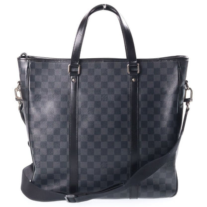 Louis Vuitton Damier Graphite Tadao Tote Shoulder Bag Black Leather — view 2