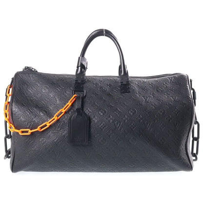 Louis Vuitton Keepall Bandouliere 50 Taurillon Leather Boston Bag Black