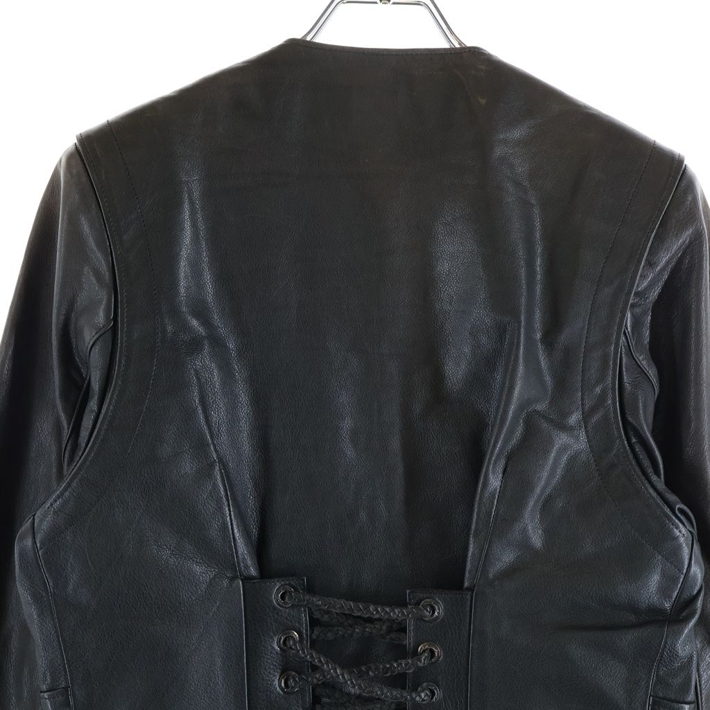 Chrome Hearts Floral Button Collarless Leather Jacket Brown — view 4