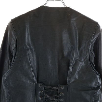 Chrome Hearts Floral Button Collarless Leather Jacket Brown — view 4